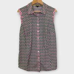 Talbots Pineapple Print Sleeveless Blouse